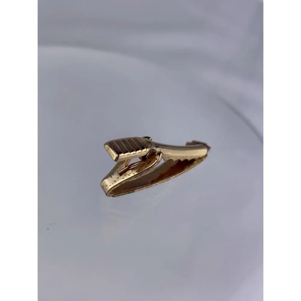 Atomic Star Gold Tone Cufflinks Tie Clip Bar Mid Century Modern Shape Vintage